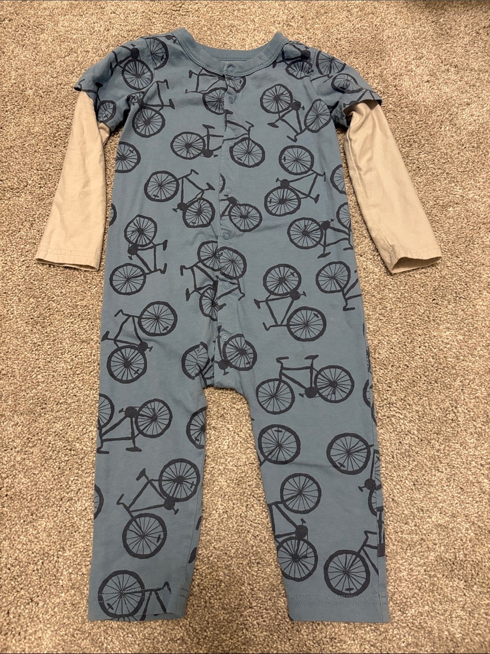 Tea Collection infant boys Blue Bicycle Print One-Piece Romper 18-24 months